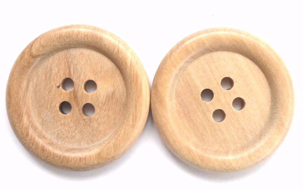 Large wood buttons 37mm, Set of 2.